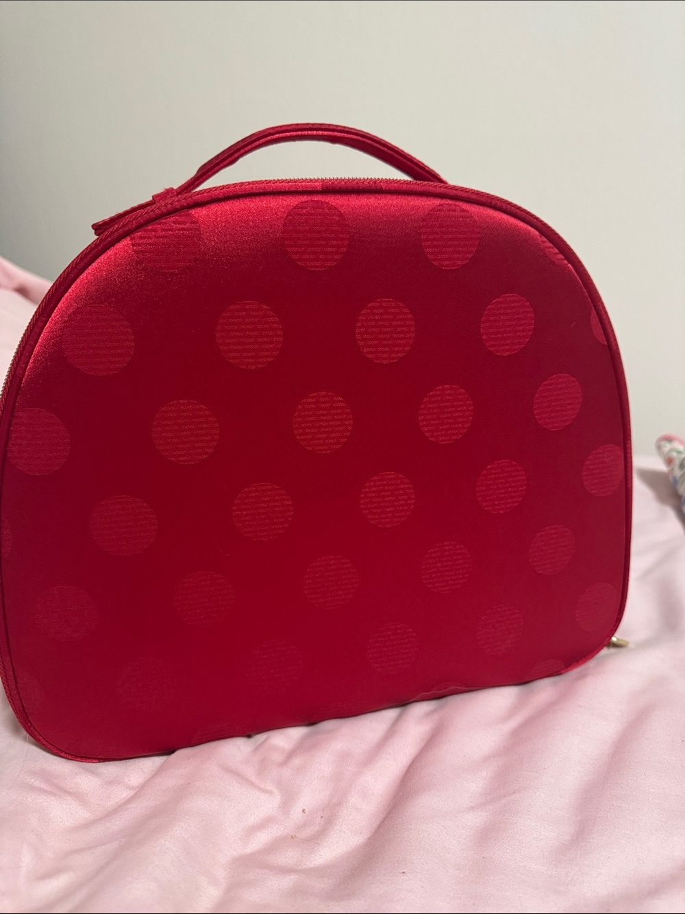 Estee Lauder Red Polka Dot Handle Cosmetic Case